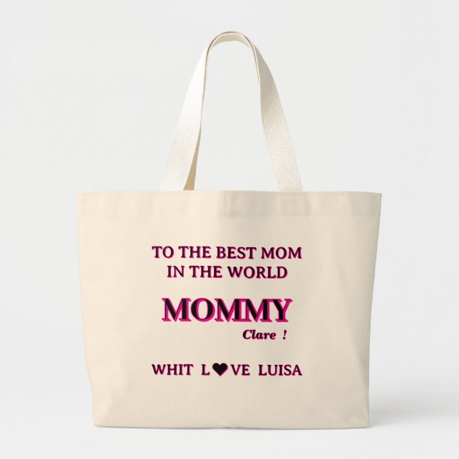 Bolsa Tote Grande Script da mãe da Mamãe personalizada (Frente)