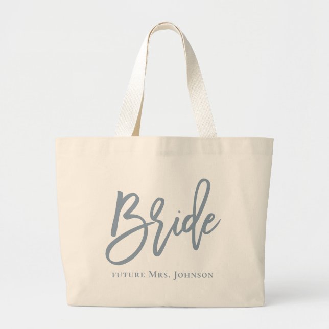 Bolsa Tote Grande Script Dusty Blue Bride (Frente)