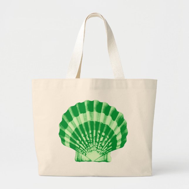 Bolsa Tote Grande Seashell - esmeralda e verde-menta (Frente)
