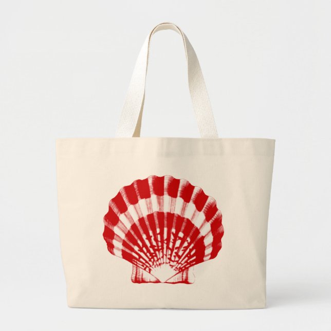Bolsa Tote Grande Seashell - vermelho profundo e branco (Frente)