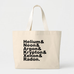 Bolsa Tote Grande Seis gáss nobres na mesa de elementos periódica