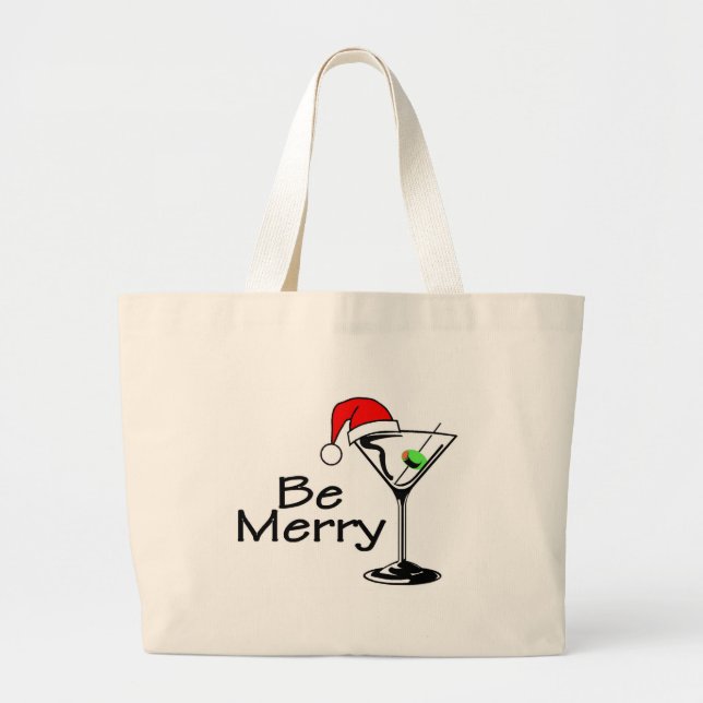 Bolsa Tote Grande Seja Feliz Natal Martini (Frente)