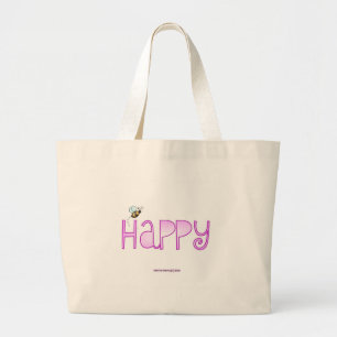 Bolsa Tote Grande Seja feliz - Uma palavra positiva