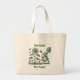 Bolsa Tote Grande Seja Gentil Seja Feliz Girassol para o jardineiro 