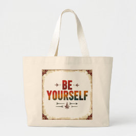 Bolsa Tote Grande Seja você mesmo | Vintage Rainbow Typografia