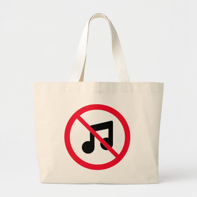 Bolsa Tote Grande Sem Sinal de Círculo Vermelho de Música | Saco de  (Frente)