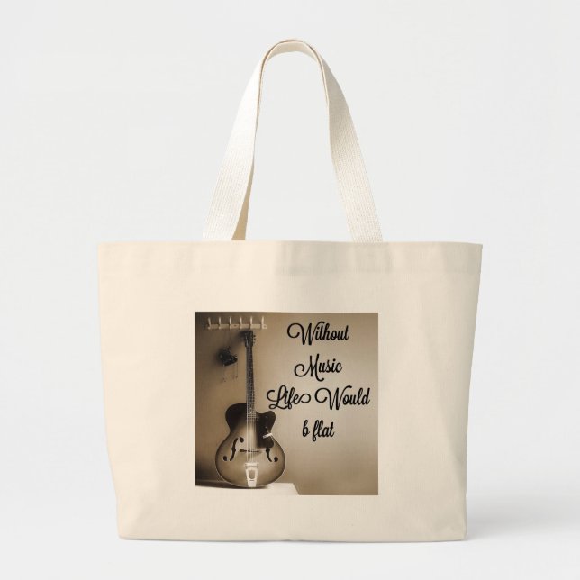 Bolsa Tote Grande Sem vida da música b liso (Frente)