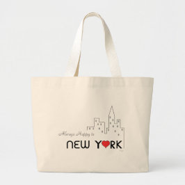 Bolsa Tote Grande Sempre feliz em New York com coração