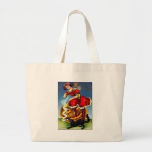 Bolsa Tote Grande Senhora do Dia das Bruxas do vintage no vermelho