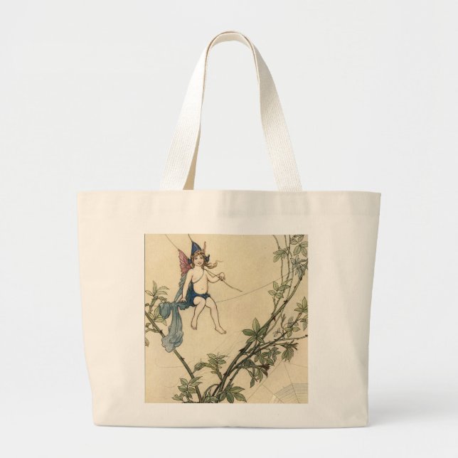 Bolsa Tote Grande Sentado no fio de uma aranha (Frente)