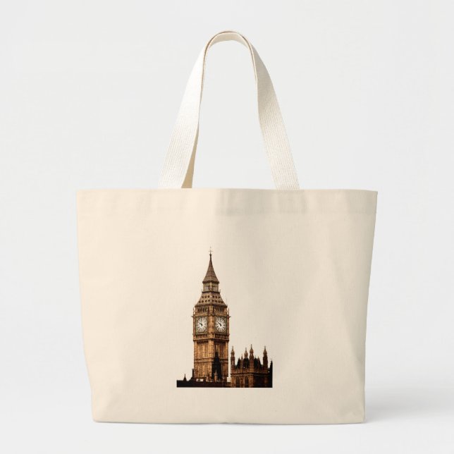 Bolsa Tote Grande Sepia Big Ben Tower (Frente)