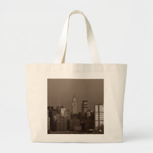 Bolsa Tote Grande Sepia Nova Iorque Skyline