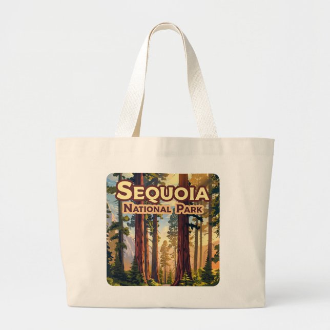 Bolsa Tote Grande Sequoia National Park California Tree Retro (Frente)