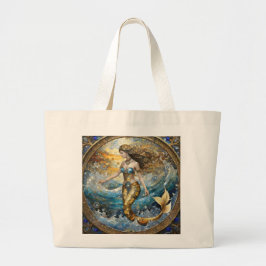 Bolsa Tote Grande Sereia nas ondas do oceano