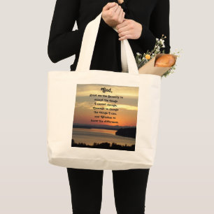 Bolsa Tote Grande Serenity Prayer Orange Seascape Foto Sunset