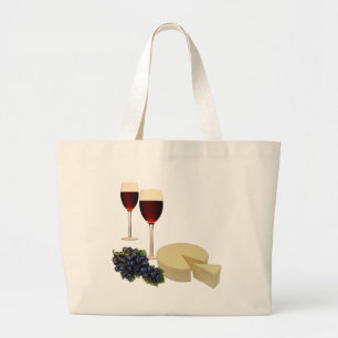 Bolsa Tote Grande Série do vinho e do queijo