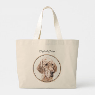 Bolsa Tote Grande Setter Inglês Laranja Belton Pintando Pet Art