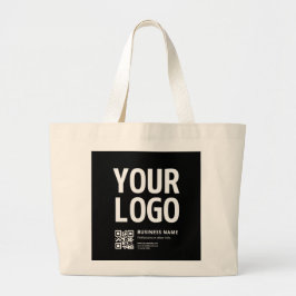 Bolsa Tote Grande Seu logotipo c/ código QR e texto editáveis
