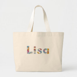 Bolsa Tote Grande Seu nome em letras florais artísticas / Lisa