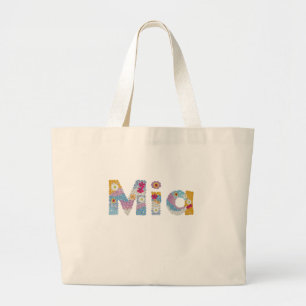 Bolsa Tote Grande Seu nome em letras florais artísticas / Mia