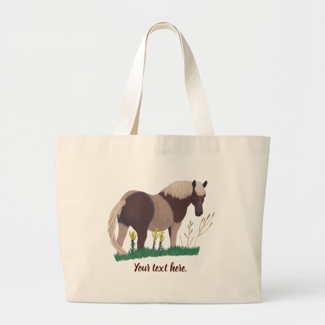 Bolsa Tote Grande Seu texto Linda pintura de cavalos Sacos (Frente)