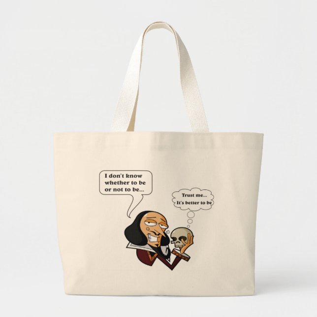 Bolsa Tote Grande Shakespeare Hamlet, para ser ou para não ser (Frente)