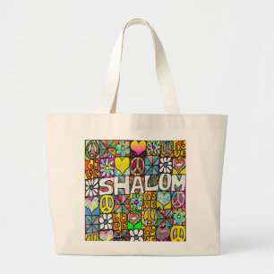 Bolsa Tote Grande Shalom Shalom LOVE Tote Bag Retro 60s Psicodélico