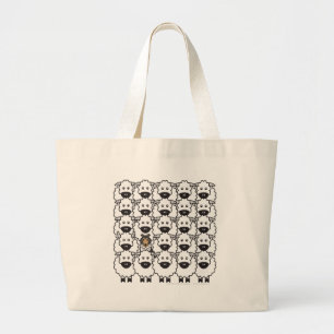 Bolsa Tote Grande Sheepdog de Shetland nos carneiros