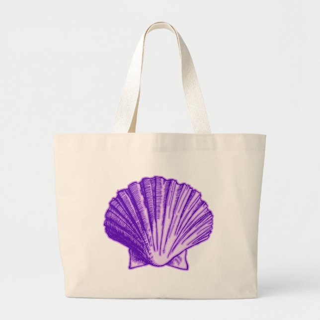 Bolsa Tote Grande Shell Roxo do Luar Tropical (Frente)