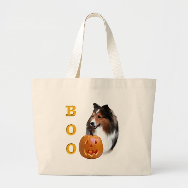 Bolsa Tote Grande Shetland Sheepdog (sable) Boo (Frente)