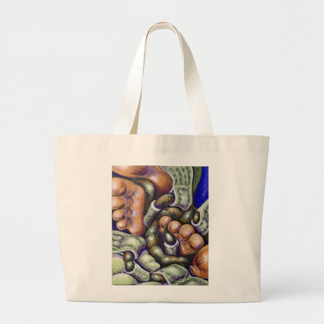 Bolsa Tote Grande Shoestrings e dedos do pé do saco… (Frente)