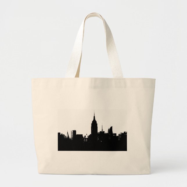 Bolsa Tote Grande Silhouette Black White New York (Frente)