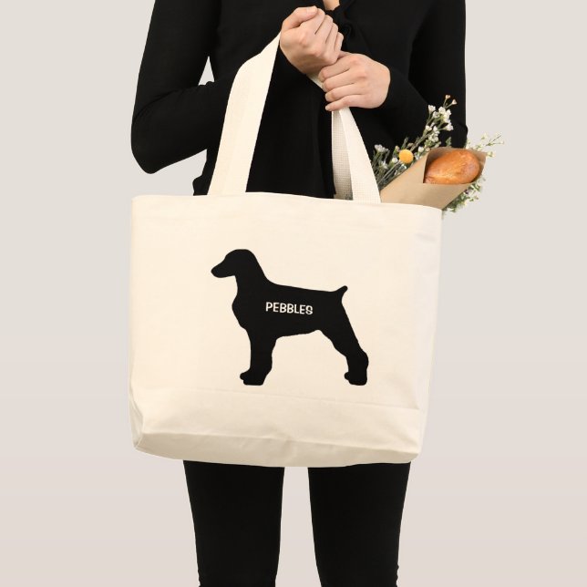 Bolsa Tote Grande Silhouette Cachorro Brittany PERSONALIZADA (Frente (produto))
