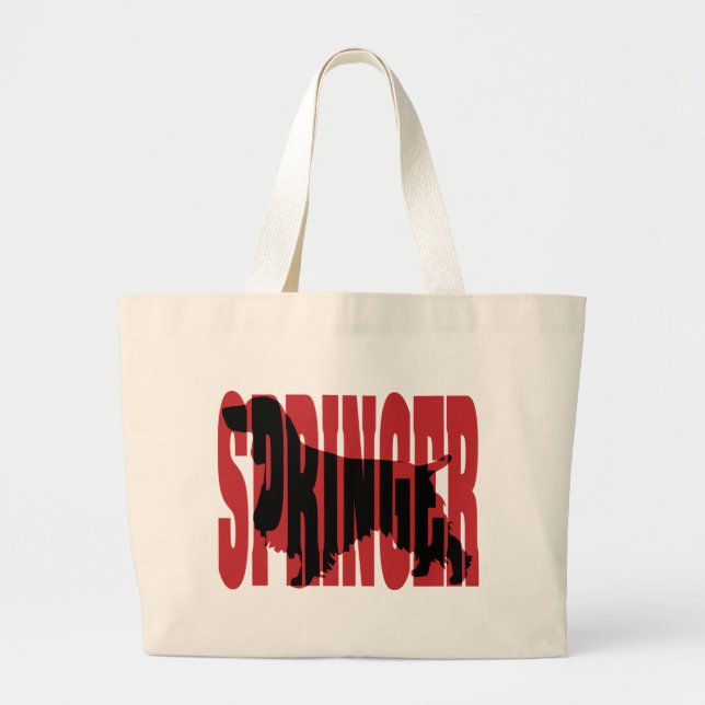 Bolsa Tote Grande Silhueta do Spaniel de Springer (Frente)