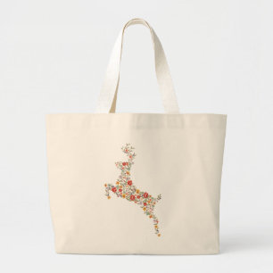 Bolsa Tote Grande Silhueta floral de primavera floral elegante e ele
