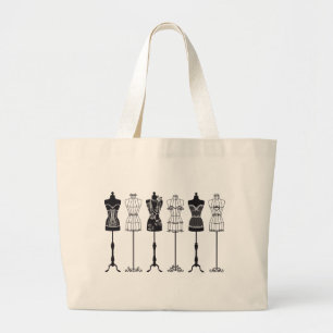 Bolsa Tote Grande Silhuetas dos manequins da forma do vintage