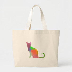 Bolsa Tote Grande Silhuette Gato de Aquarela