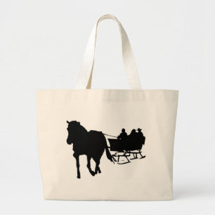 Bolsa Tote Grande Silhuette of Sleigh Ride no inverno
