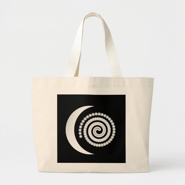 Bolsa Tote Grande Silver Moon Spiral a preto (Frente)