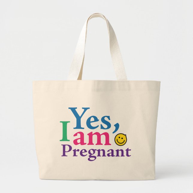 Bolsa Tote Grande Sim eu estou grávido (Frente)