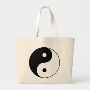 Bolsa Tote Grande símbolo branco preto yin yang
