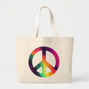 Bolsa Tote Grande Símbolo de paz Hippy Tote Bag