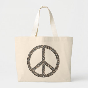 Bolsa Tote Grande Símbolo de PAZ - PRATA