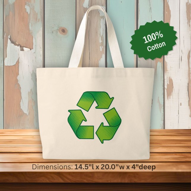 Bolsa Tote Grande Símbolo de reciclagem (Criador carregado)