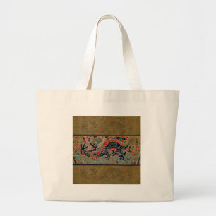 Bolsa Tote Grande Símbolo Dragão Chinês Antiquado Asiático