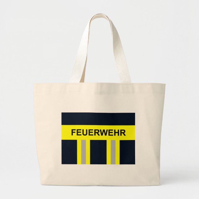 Bolsa Tote Grande Símbolo Feuerwehr Uniform Blau (Frente)
