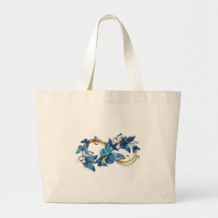 Bolsa Tote Grande Símbolo infinito de borboletas azuis Morpho