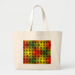 Bolsa Tote Grande Símbolos de Adinkra com cores africanas