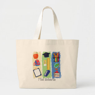 Bolsa Tote Grande Símbolos Modernos de Professores Incríveis