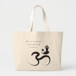Bolsa Tote Grande Simples Zen Yoga Om Calliografia Logotipo Silhouet